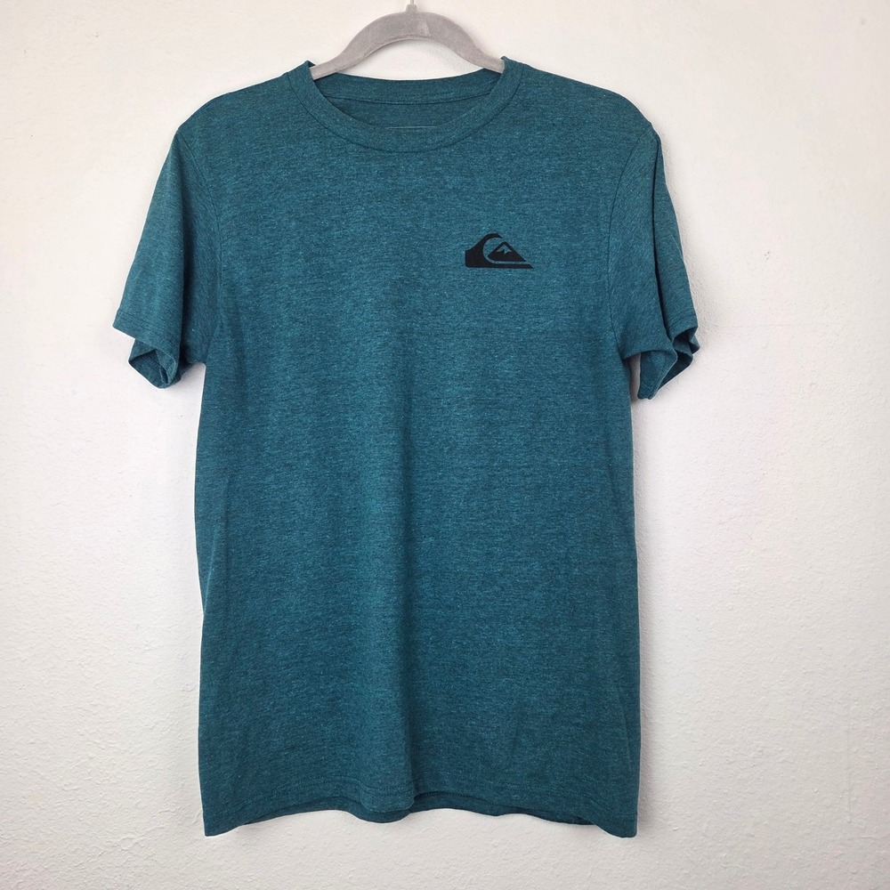 Quiksilver‎ T-Shirt Women S Teal Logo Regular Fit Short Sleeve Crew Neck Tee